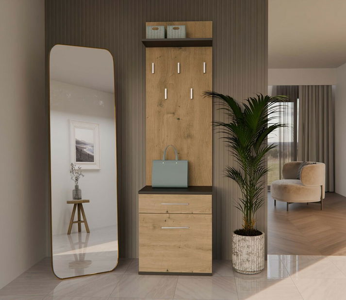 Set mobilier hol Dialogos 2 (antracit + stejar artisan)