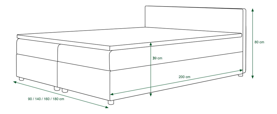 Bračni krevet Boxspring 180 cm Linda (uzorak + crna) (s madracem i prostorom za odlaganje)