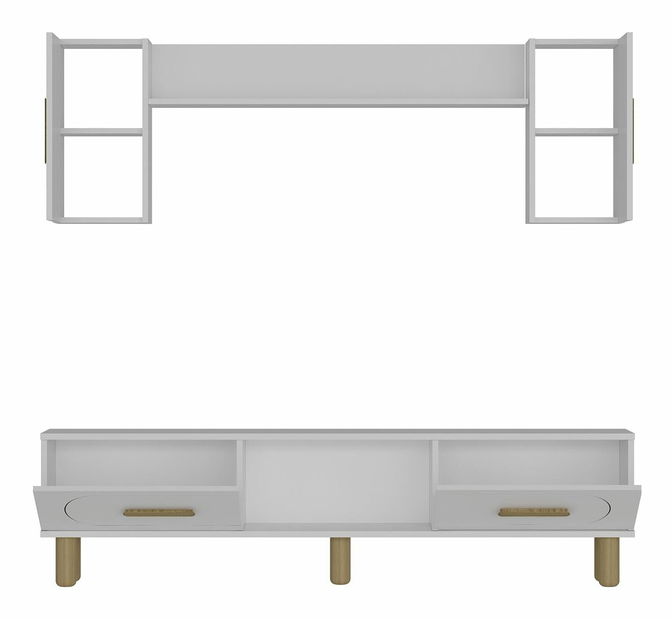 Obývacia stena Yosua (biela + dub zafírový)