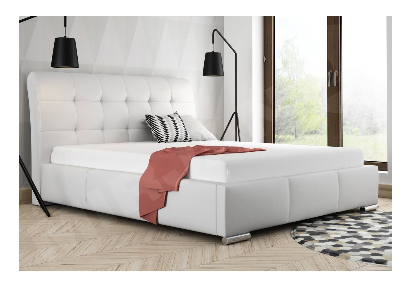 Pat matrimonial 180 cm Pilates (alb)