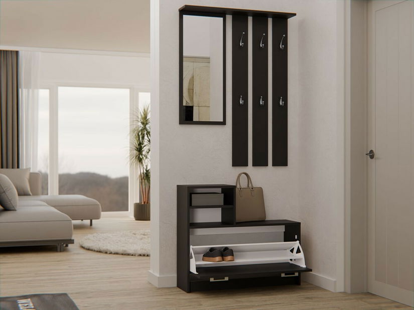 Set za predsoblje Vayan 1 (crna) (s ogledalom)