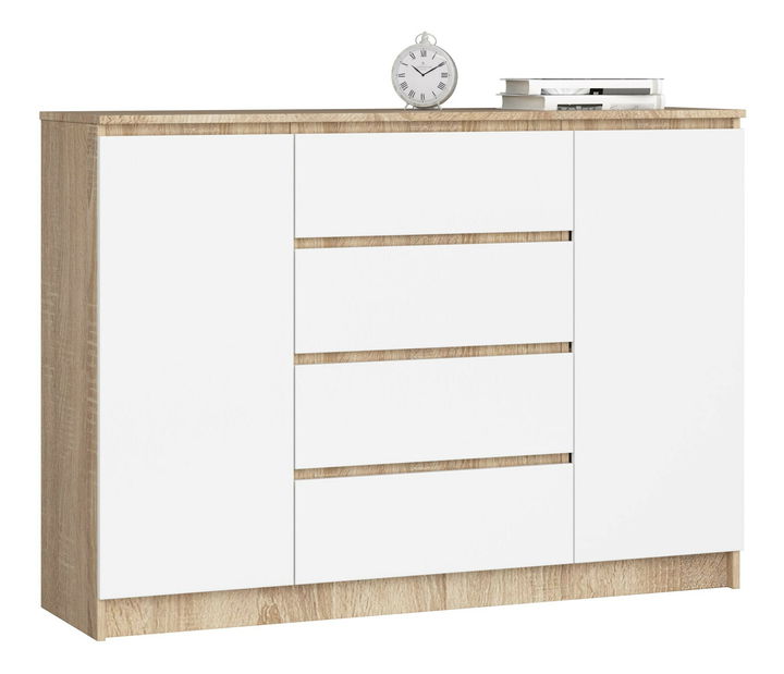 Comodă Keanu IV (stejar sonoma + Alb)