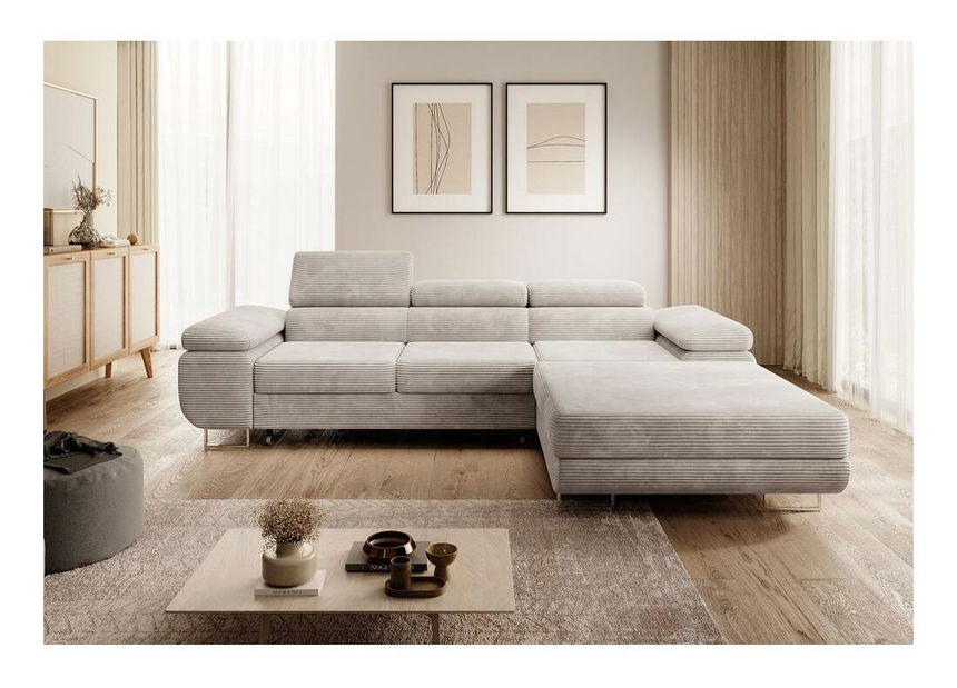 Sarokkanapé Grande (J) (bézs szürke + króm)