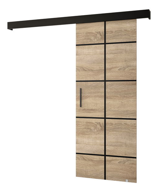Tolóajtó 90 cm Sharlene III (szonoma tölgy + matt fekete + fekete)