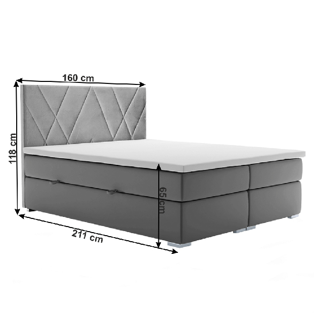 Pat matrimonial Boxspring 160 cm Orit (cu saltele)