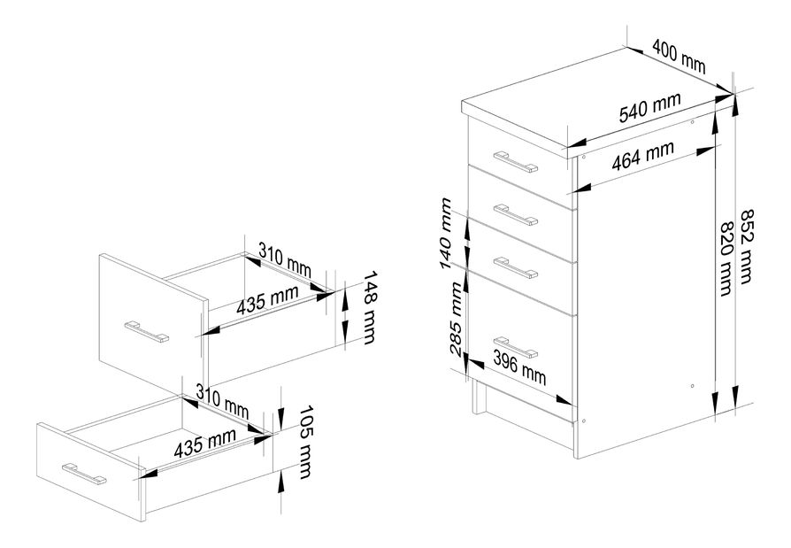 Donji kuhinjski ormarić Lula s40 sz4 (bijela mat + hrast sonoma)