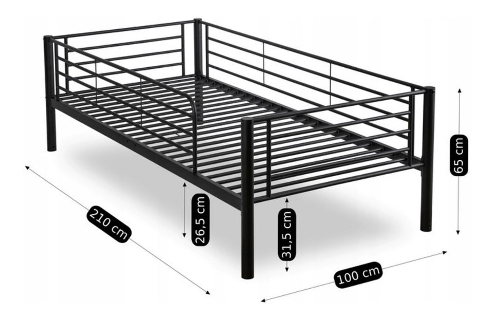 Dječji krevet na kat 90 cm Riverside (crna) (s podnicom)