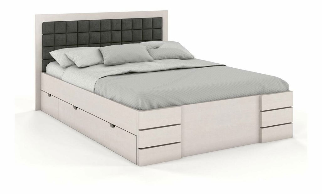 Manželská posteľ 180 cm Naturlig Storhamar High Drawers (borovica)