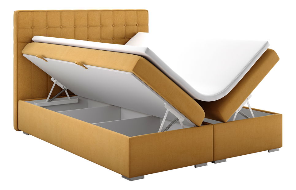 Bračni krevet Boxspring 160 cm Candy (boja senfa) (s prostorom za odlaganje)