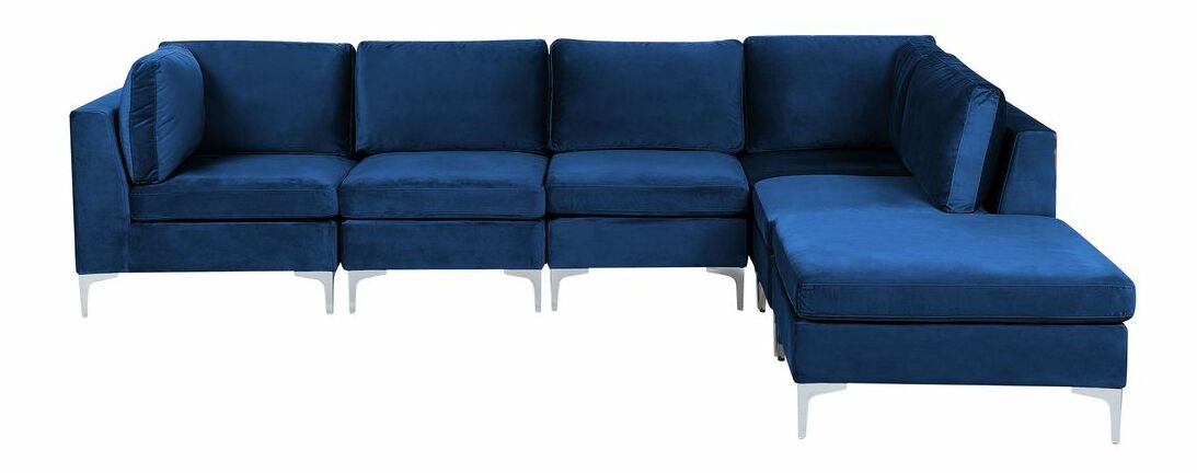 Rohová sedacia súprava s taburetkou Eldridge (parížska modrá) (L)