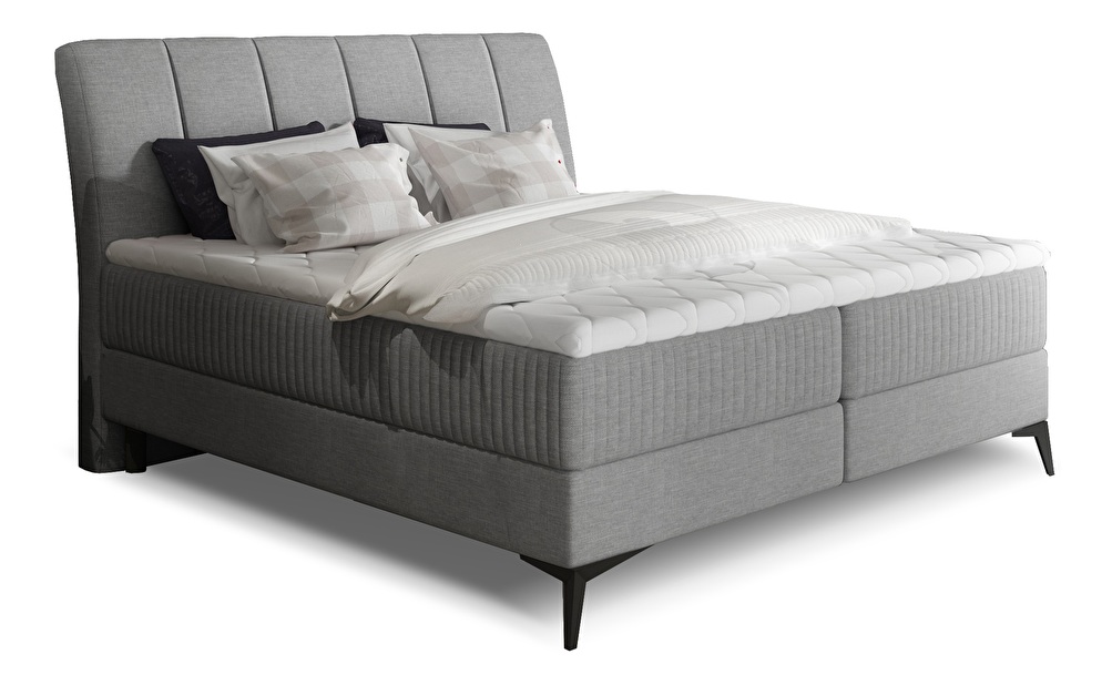 Manželská posteľ Boxspring 180 cm Alberto (sivá) (s matracmi)