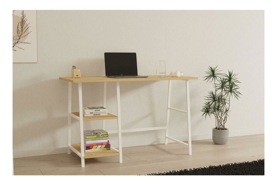 Set mobilier birou Daborotta (Stejar zafir + alb)