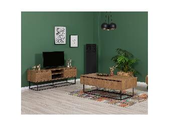 Set mobilier pentru living Ponake 1 (Nuc + negru) 