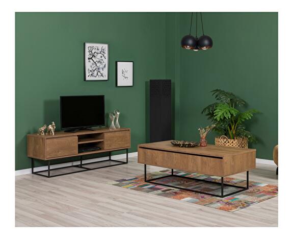 Set mobilier pentru living Ponake 1 (Nuc + negru) 