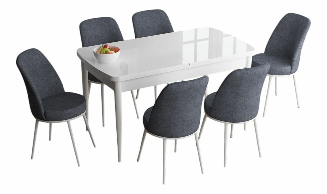 Jedálenský set Hana (biela + dymová) (pre 6 osôb)