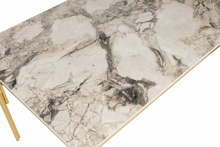 Masă de sufragerie extensibilă (pentru 6 persoane) Diana (auriu + alb) *resigilat