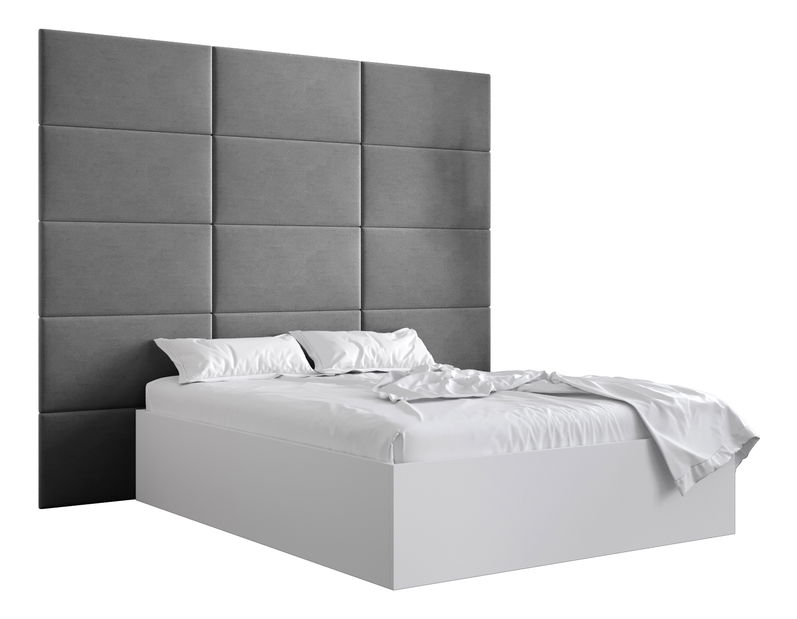 Franciaágy kárpitozott fejtámlával 160 cm Brittany 1 (matt fehér + szürke) (ágyráccsal)