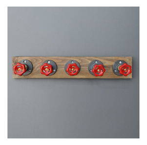 Nástenný vešiak Dupone 11 (orech + čierna + červená)