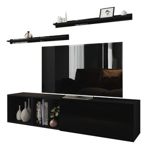 Mobilier living Berny 19 (negru + negru lucios)