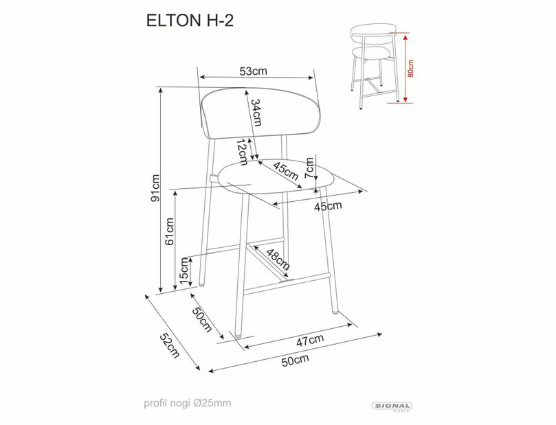 Barová stolička Elteron H 2 (dub + cappuccino)