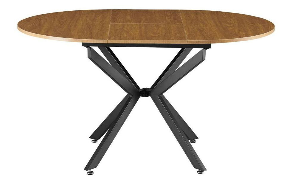 Masă de sufragerie extensibilă Amero (stejar deschis + negru) (pentru 4-6 persoane)