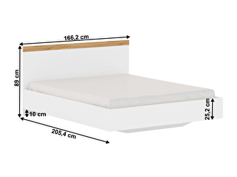 Pat matrimonial 160 cm Vilgi (alb + stejar wotan)