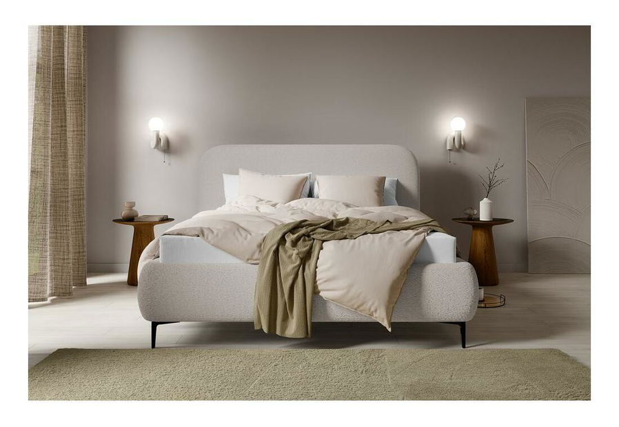 Franciaágy 160 cm Mononoke 160 (ágyráccsal) (bézs + fekete) 