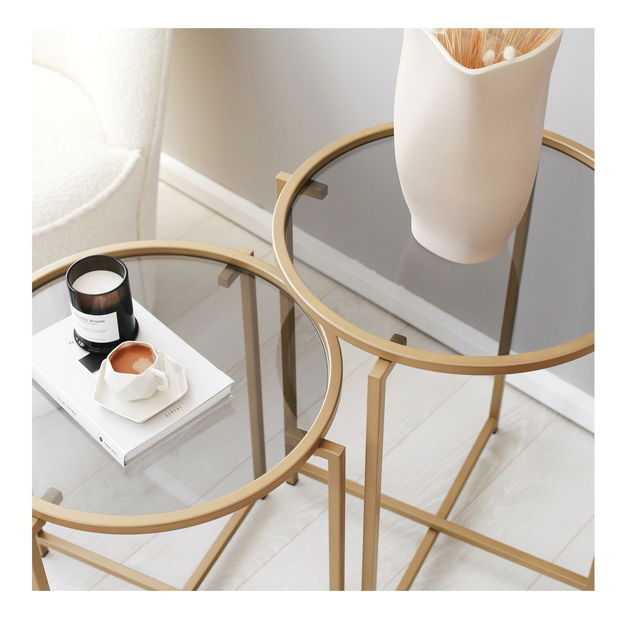 Set 2ks. konferenčných stolíkov Savet (zlatá + sivá)