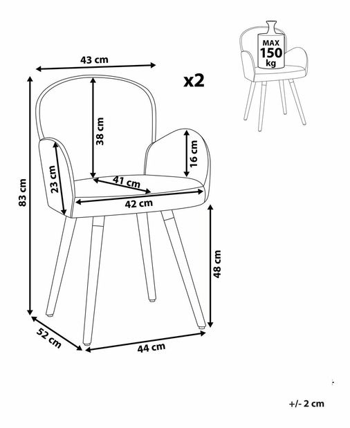 Set 2 buc. scaune pentru sufragerie Broville (mentă)