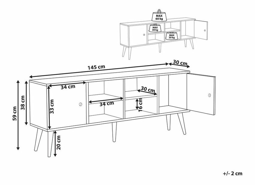 TV asztal/szekrény Chaza (világos fa)
