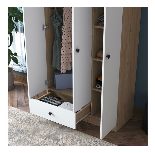 Dulap de haine Bastet 117 (nuc + alb)