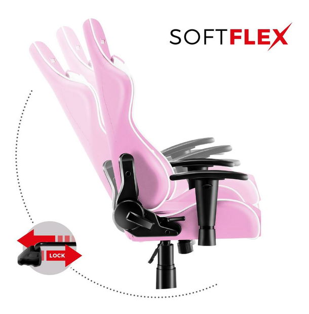 Scaun gaming pentru copii Rover 6 (alb + roz)