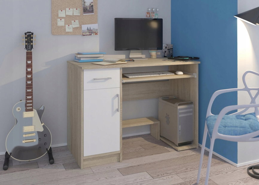 Masă PC Nolgo (stejar sonoma + alb)