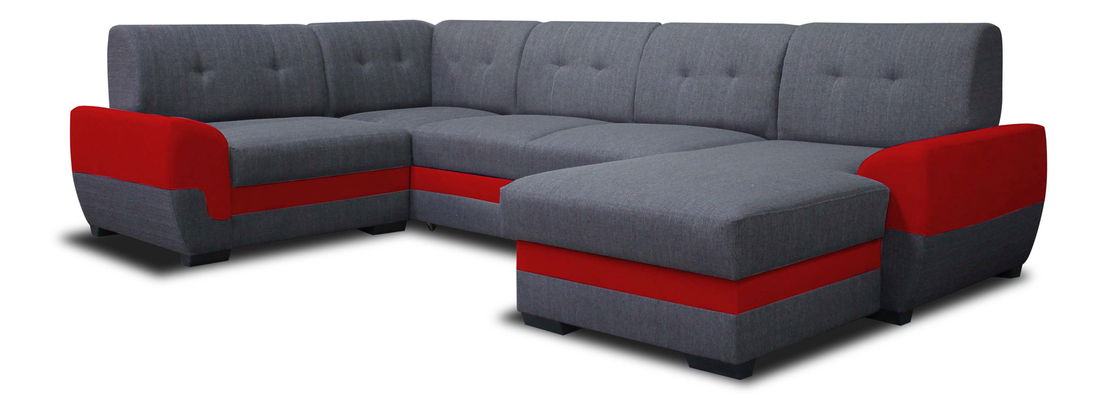 Rohová sedačka U Simona 1+A+2+L (tmavosivá + červená) (P)