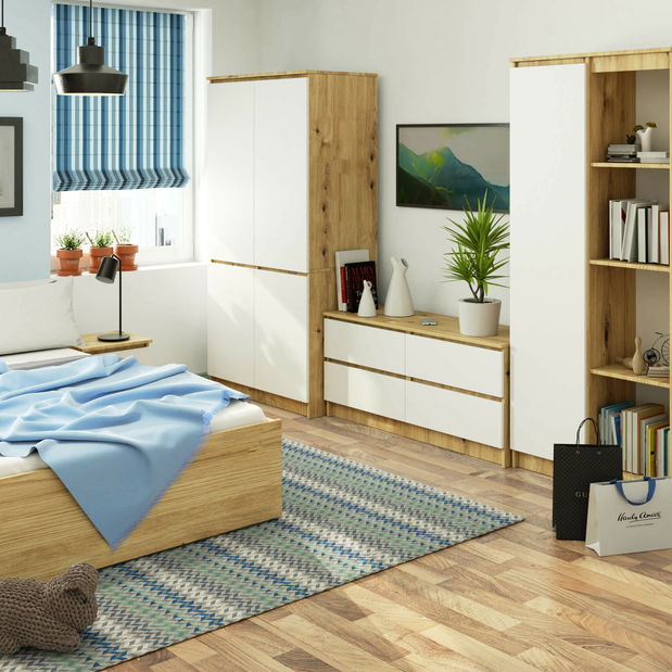 Šatníková skriňa Sinfin (dub artisan + biela)