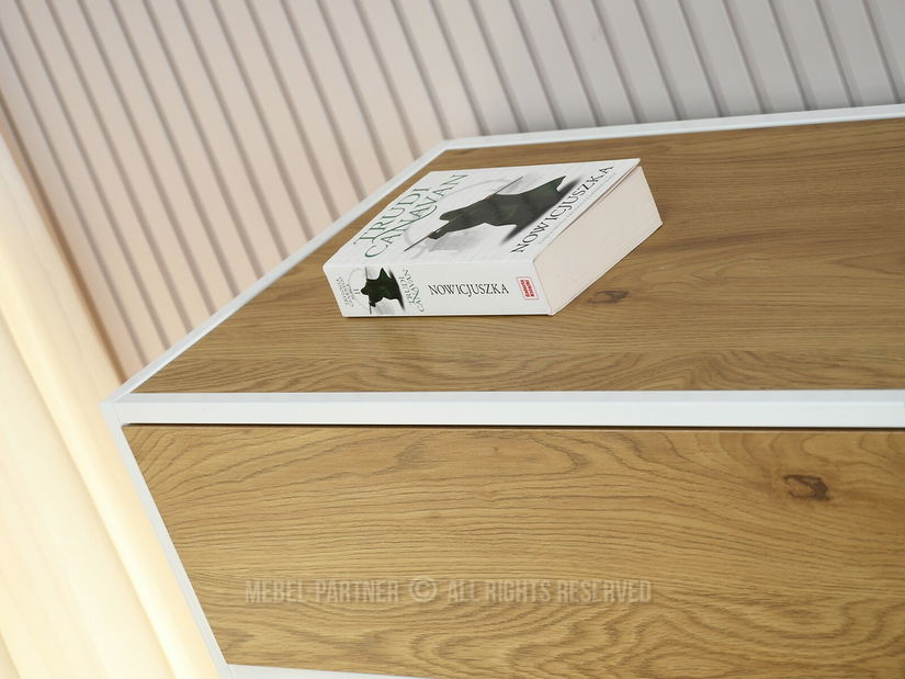 Comodă Soren Kom (stejar + alb)