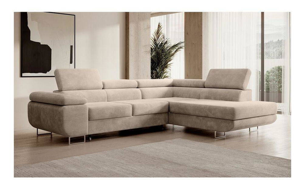 Colțar Stiletto (D) (bej închis + argintiu)