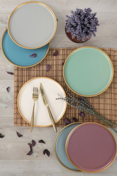 Set farfurii pentru desert (6 buc.) Norde (Albastru + verde + roz + Alb + Gri)