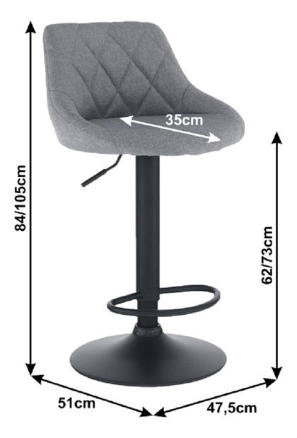 Barska stolica Teken (siva) 