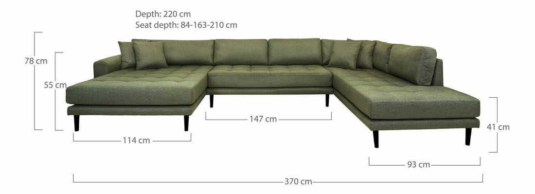 Rohová sedacia súprava v tvare U (L) Lvaveriaora U (olivovo zelená)