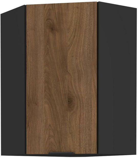 Dulap superior de bucătărie, de colț Manana 60x60 GN 90 1F 45 (Cadru: negru mat + front: nuc okapi)