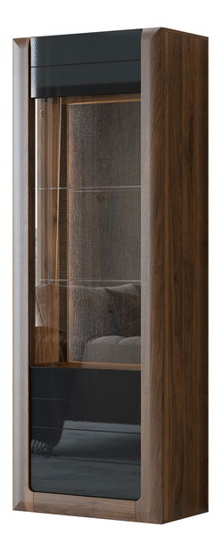 Vitrină Kassie Typ 05 (negru lucios + nuc columbia) (cu iluminat)