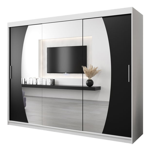 Ormar za garderobu 250 cm Eclipse (bijela mat + crna mat)