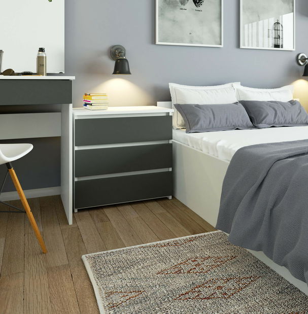 Éjjeliszekrény Caelum (fehér + szürke grafit)