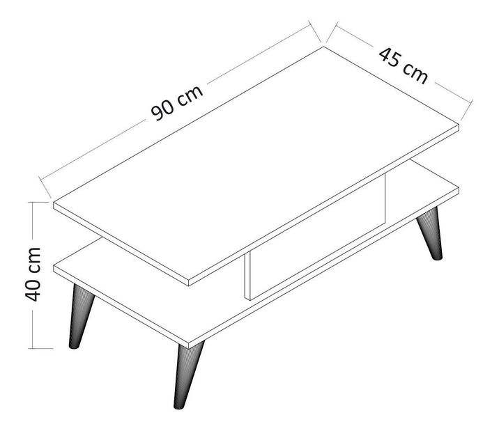 Măsuță de cafea Disevo 1 (negru + alb) 