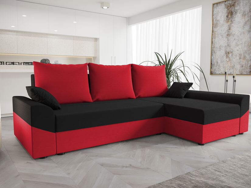 Kutna garnitura Dusk L (crvena + crna) (D)