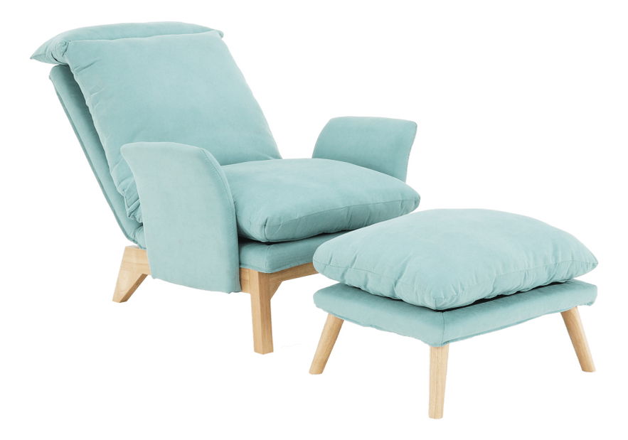 Fotoliu cu suport picioare Zintius (mentol)