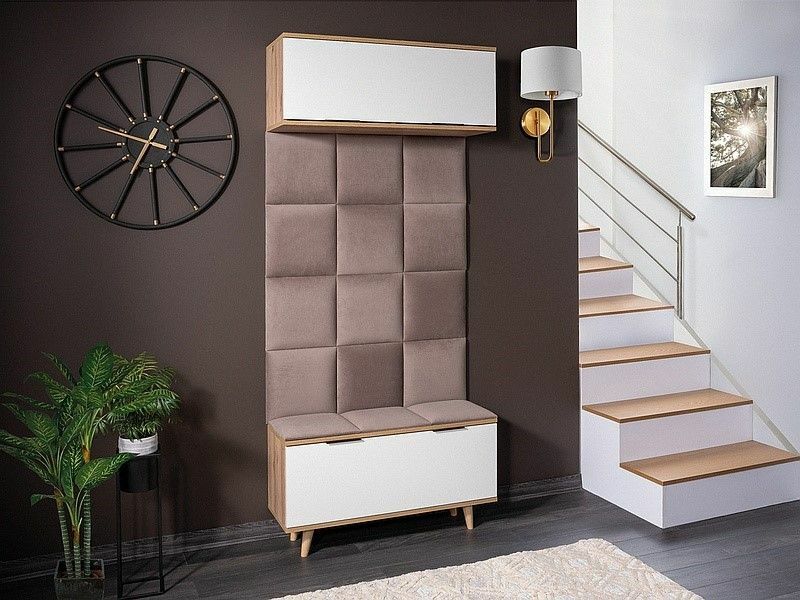 Set mobilier pentru hol Platus (bej + alb + stejar sonoma)