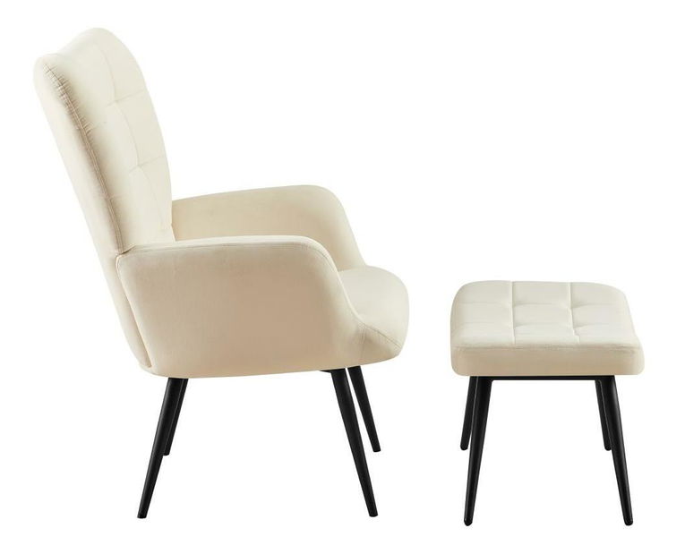 Fotel lábtartóval Halago (fehér + fekete)