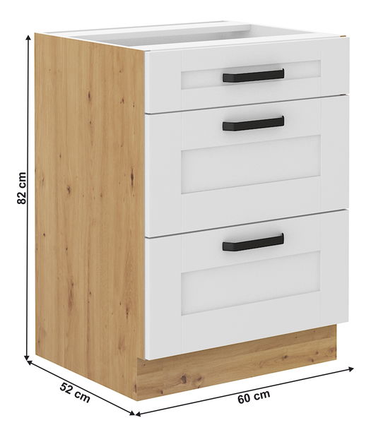 Alsószekrény Lesana 2 (fehér + artisan tölgy) 60 D 3S BB 